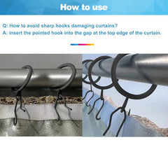 YONO Gordijnringen met Haken - 40 Stuks - Metaal - 30mm - Gordijnhaken voor Gordijnroede - Zwart