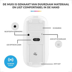 YONO Draadloze Muis met Bluetooth - Oplaadbaar - Geschikt voor Laptop, PC en Mac - Wit