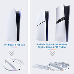 YONO Verticale Standaard geschikt voor Playstation PS5 - Digital - Disc - Slim - Pro - met Verlichting - Voet - Houder - Wit
