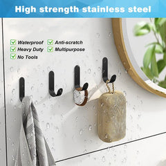 YONO Ophanghaken Zelfklevend Pro - Plakhaakjes - Ophanghaakjes - Haak voor Wand - Muur - Deur - 5 Stuks - Zwart