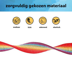 YONO Nylon Armband Kinderen geschikt voor Apple Airtag - Bandje Kind met Houder - GPS Polsband - Case - Hoesje - Regenboog