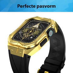 YONO Luxe Band geschikt voor Apple Watch Series 44 / 45 mm - RVS Horlogebandje - Stainless Steel met Siliconen Strap - Goud