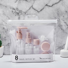 YONO Reisflesjes Set - Navulbare Reisflacons in Verschillende Maten met Toilettas - Spray Flesjes en Cosmetica Potjes voor Handbagage Vliegtuig - 8in1