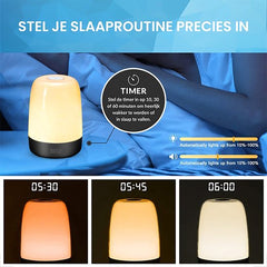 YONO Wake Up Light - Lichtwekker - Digitale Wekker - met 7 Natuurgeluiden - Slaapkamer - Zwart