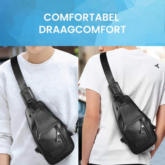 YONO Sling Bag Leer - Crossbody Tas - Schoudertas Dames en Heren - Zwart