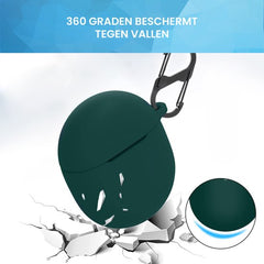 YONO Hoesje geschikt voor Google Pixel Buds Pro (2022) - Siliconen Draadloze Oordopjes Case met Clip – Donkergroen