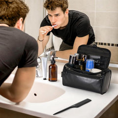 YONO Toilettas Heren - Toiletzak met Haak - Kunstleer - Travel Organizer Mannen - Zwart