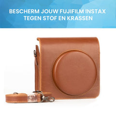 YONO Case geschikt voor Fujifilm Instax SQUARE SQ40 - Hoesje met Draagriem - Bruin