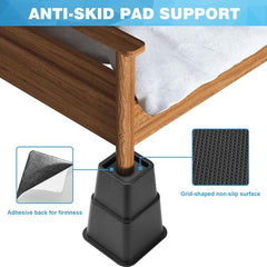 YONO Meubelverhogers - 8 Verhogers Stapelbaar - Bedverhoger - Tafelverhoger - Tafelpoot - Meubel Verhoger - Zwart