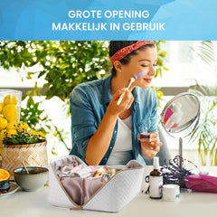 YONO Reis Make Up Tas - Toilettas Etui - Cosmetica Tas - Beauty Case Organizer - Large - Wit