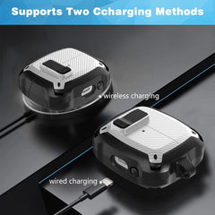 YONO Armor Hard Case geschikt voor Samsung Galaxy Buds 3 - 3 Pro - Hoesje met Lock - Carbon Design - Wit