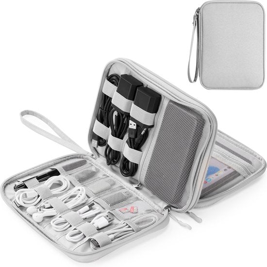 YONO Kabel Organiser Tas - Kabeltas - Organizer Etui - Opbergtas voor Kabels en Accessoires - Grijs