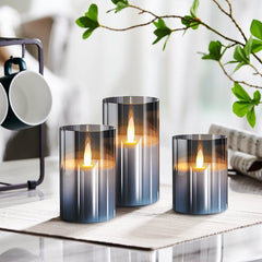 YONO Led Kaarsen met Bewegende Vlam - 3 Stuks - Afstandsbediening - Timer - Dimfunctie - Dinerkaarsen - Flikkerende Kaars op Batterijen - Rookglas