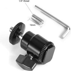 YONO Cold Shoe Adapter Mount voor Camera - Balhoofd Statiefkop 360 Graden Roteerbaar voor Statief met 1/4 Schroef Aansluiting - Zwart