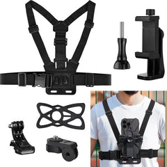 YONO Borstriem voor Telefoon - Chest Mount Smartphone Camera - Borstharnas geschikt voor GoPro - Borstband Stabalisator Strap - Zwart