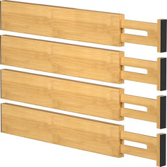 YONO Ladeverdeler Verstelbaar - Lade Organizer Verdeler Uitschuifbaar - 4 stuks - Keuken - Badkamer - Bamboe - 32.5cm