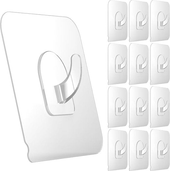 YONO Plakhaakjes Zelfklevend - 12 Stuks - Handdoekhaakjes - Zelfklevende Haakjes - Transparant