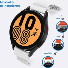 YONO Nylon Loop Bandje 20mm - Horlogebandje geschikt voor Samsung Galaxy Watch 7/6/5 / Pro / 4 / 3 / Active 2 - Polar Ignite / Unite – Huawei - Wit