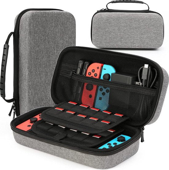 YONO Hard Case Medium geschikt voor Nintendo Switch / Oled - Koffer Opbergtas voor Joy Con en Accessoires - Grijs