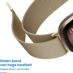 YONO Milanees Bandje geschikt voor Fitbit Versa 4 / Sense 2 – Champagne – Large