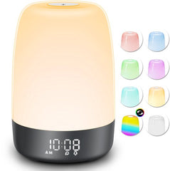 YONO Wake Up Light - Lichtwekker - Digitale Wekker - met 7 Natuurgeluiden - Slaapkamer - Zwart