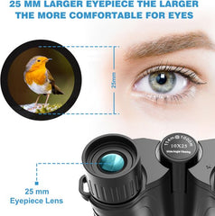 YONO Verrekijker voor Volwassene 10x25 - Compact en Waterdicht - Met Nekkoord en Draagtas - Zwart