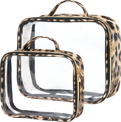 YONO Reis Toilettas Set voor Toiletartikelen – Transparante Travel Organizer Bag 2-Pack - Luipaard