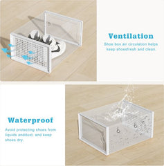 YONO Sneakerbox - Schoenenbox - Schoenen Opbergsysteem - Schoenenrek Organizer - Transparant - Wit - 1 Box