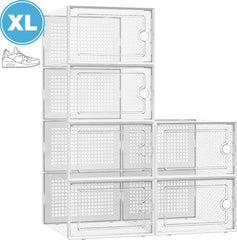 YONO Sneakerbox 6-Pack - Schoenenbox - Schoenen Opbergsysteem - Schoenenrek Organizer - Transparant - Wit - 6 Box