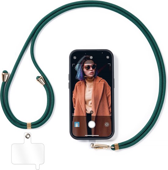 YONO Telefoonkoord Universeel - Telefoonketting Verstelbaar - GSM Koord - Nylon - Donkergroen