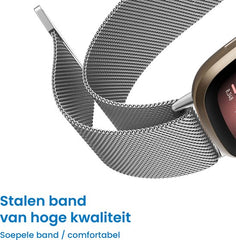 YONO Milanees Bandje geschikt voor Fitbit Versa 4 / Sense 2 – Zilver – Small