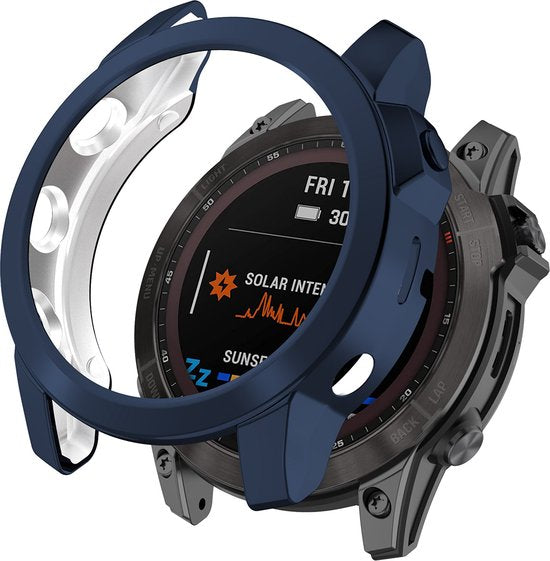 YONO Bumper geschikt voor Garmin Fenix 7S - Siliconen Hoesje - Bescherming Case - Donkerblauw