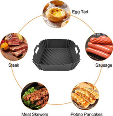 YONO Airfryer Bakje - Vierkant Siliconen Mandje 20cm - Rechthoekig Bakpapier Accessoires - Zwart