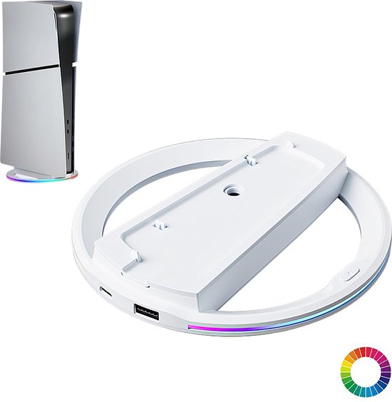 YONO Verticale Standaard geschikt voor Playstation PS5 - Digital - Disc - Slim - Pro - met Verlichting - Voet - Houder - Wit