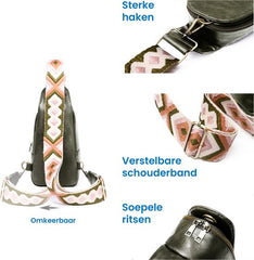 YONO Crossbody Tas Azteca Design - Sling Bag - Schoudertas - Anti Diefstal Rugzak - Dames - Donkergroen