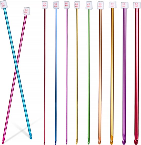 YONO Tunische Haaknaalden - Breinaalden met Knop - Tunisch Haken - Tunisian Crochet - 11 Stuks