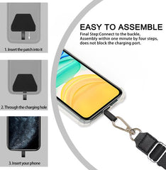 YONO Telefoonkoord Universeel – Nylon Telefoon Ketting Verstelbaar – Phone Cord – Telefoon GSM Koord - Zwart