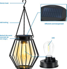 YONO Solar Lantaarns voor Buiten - Tuinverlichting op Zonne Energie - Tuin Lamp Lantaarn Hangend - Warm Wit - 2 Stuks