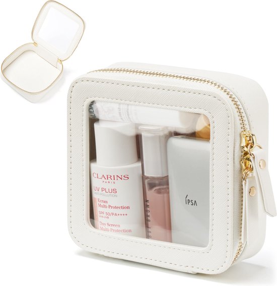 YONO Make Up Tasje Klein - Mini Etui Organizer - Toilettasje - Dames - Meisjes - Wit