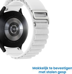 YONO Nylon Loop Bandje 20mm - Horlogebandje geschikt voor Samsung Galaxy Watch 7/6/5 / Pro / 4 / 3 / Active 2 - Polar Ignite / Unite – Huawei - Wit