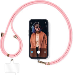 YONO Telefoonkoord Universeel - Nylon Telefoon Ketting Verstelbaar - Lichtroze