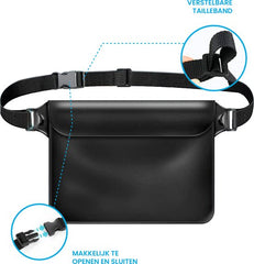 YONO Heuptasje Waterdicht - Fanny Pack - Waterdichte Heuptas - Vakantie - Reizen - Festival - Dames en Heren - Zwart