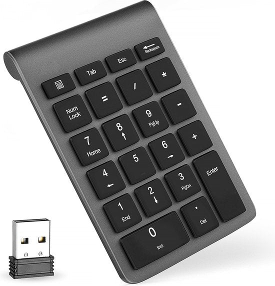 YONO Numpad Draadloos - Numeriek Toetsenbord - Keypad 2.4 ghz - Grijs