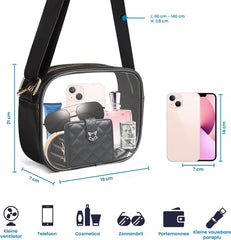 YONO Crossbody Tas Doorzichtig - Sling Bag - Schoudertas geschikt voor Festival / Reizen / Vakantie - Dames en Heren – Zwart