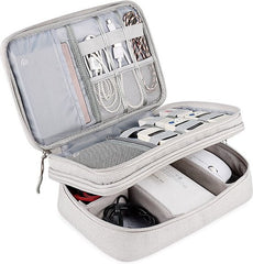 YONO Kabel Organiser Tas Large - Compacte Kabeltas - Opbergtas voor Elektronica en Accessoires - Etui Organizer Case - Lichtgrijs