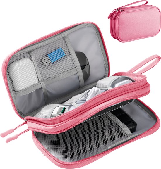 YONO Kabel Organiser Tas - Kabeltas - Organizer Etui - Opbergtas voor Kabels en Accessoires - Small - Roze