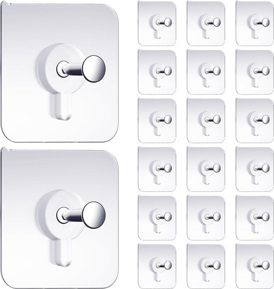 YONO Plakspijker Set - 20 Stuks - Klevende Spijker - Zelfklevende Haakjes - Plak Schroef - Plakhaakjes