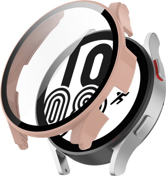 YONO Case geschikt voor Galaxy Watch 4 44mm - Screen Protector Hoesje - Full Cover Bumper - Lichtroze