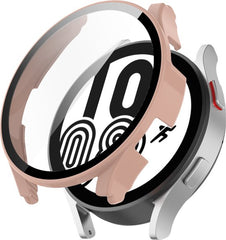 YONO Case geschikt voor Galaxy Watch 4 44mm - Screen Protector Hoesje - Full Cover Bumper - Lichtroze