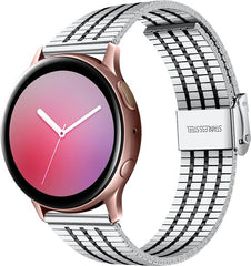 YONO Miami Schakel Bandje 20mm - Metalen Horlogebandje geschikt voor Samsung Galaxy Watch 7/6/5 / Pro / 4 / 3 / Active 2 - Polar Ignite / Unite – Huawei - Zilver / Zwart